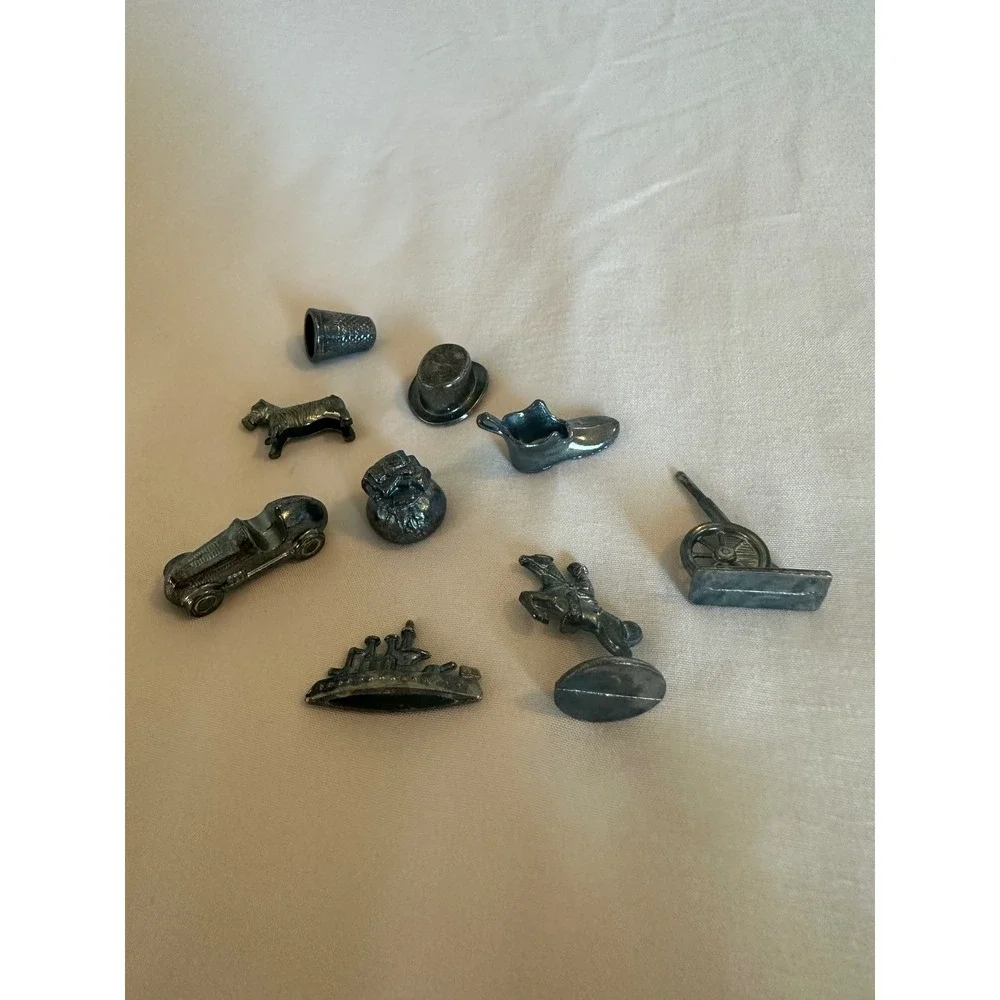 Vintage Monopoly Game‎ Tokens Metal Replacement Pieces Set of 9 Silver Tone